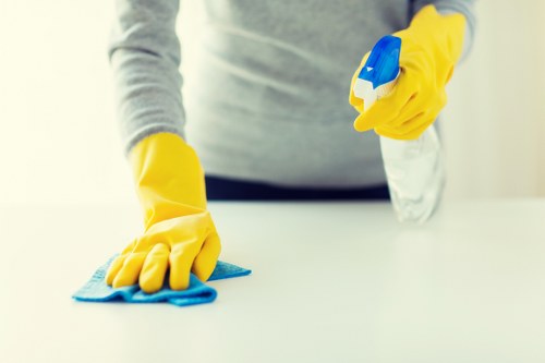 Technician performing sofa stain removal in Fulham